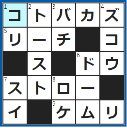 クロスワードの答え　2024/8/2　寡黙な人は少ない