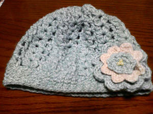 水色ニットキャップ