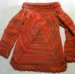 六角形カーディガン後姿