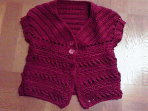 半袖カーディガン赤