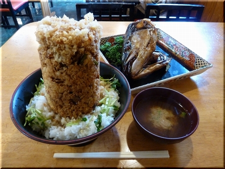 海鮮かき揚げ丼（大盛り）＋ブリのかぶと煮