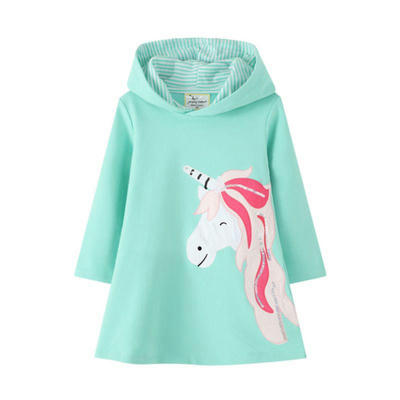 kiskissing wholesale kid girl sequins unicorn hooded dress
