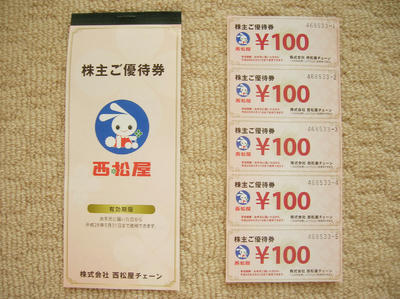 株主優待券｜西松屋チェーン株主優待