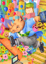 Animal picture - 「Rhino's businessman」