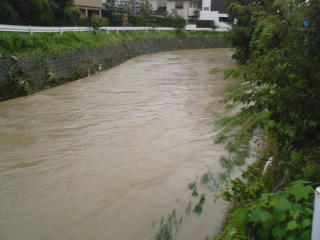 集中豪雨の川