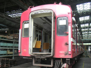 赤い電車の接続部分