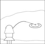 釣りをする少女