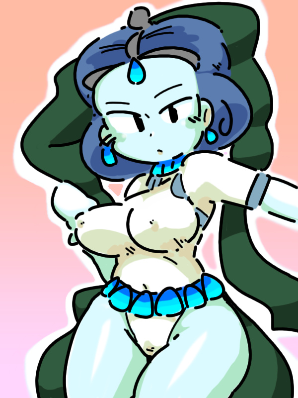 Megami Tensei Goddess Reincarnation अप्सरस Apsaras white leotard Youma Yoma Nymph blue skin high leg cut