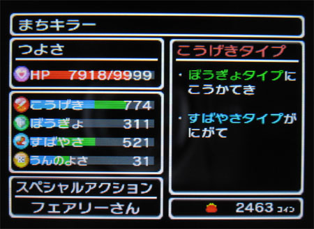 ボス戦直前のステータス