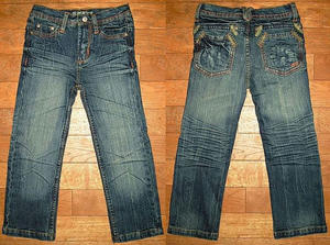 Backside sun emb. 3D wash straight Navy
