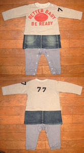 ビンテージウラケ 77 レイヤード ロンパース Gray