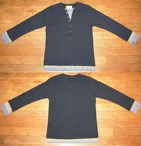 ミニウラケ L/S レイヤード ヘンリーネックTシャツ Navy