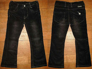 Color stitch corduroy bootcut Black