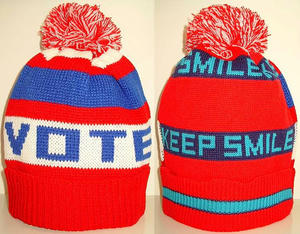 ボンボンツキ ニット CAP Red