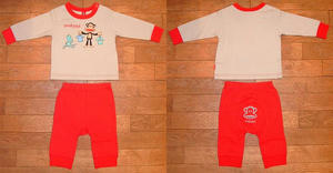 お着替えJulius＆ソックモンキー長袖Tシャツ＆スパッツセット Gray×Red