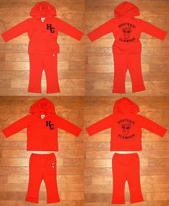 DEVIL MINI長袖フーデッドパーカー＆スパッツセット（上下アタッチャブル） Red