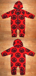 ARMY DOTS総柄フリースロンパース Red