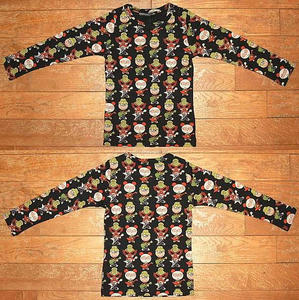 GUITER DOLLS総柄長袖Ｔシャツ(Baby) Black