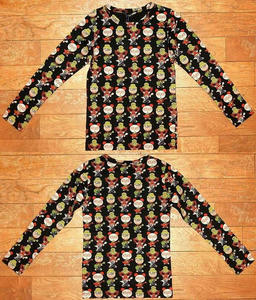 GUITAR DOLLS総柄長袖Ｔシャツ Black
