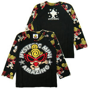 ヒステリックミニ　ベビーベビーベビー総柄ラグランTEE