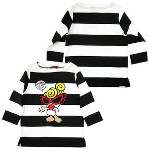 ヒステリックミニ　ミニボーダーボートネック長袖Tシャツ