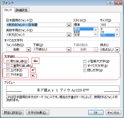 フォントダイアログボックス