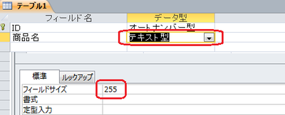 フィールドサイズの確認
