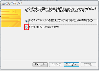 表示する値をここで指定する